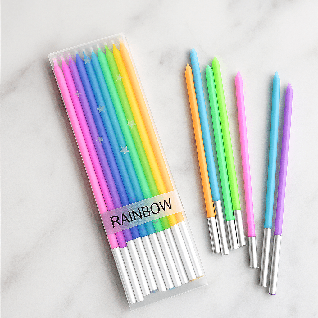 Box of 10 Rainbow Candles - dbakers Miami